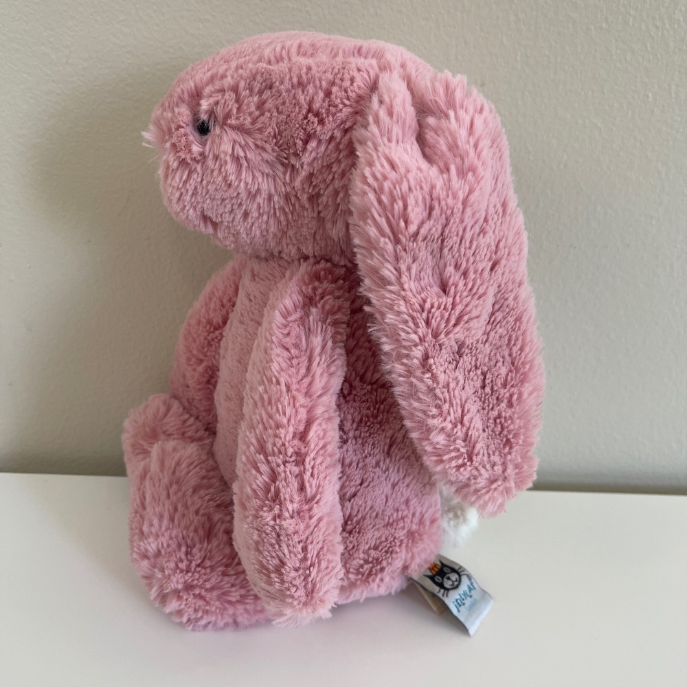 Jellycat Bashful Petal Bunny Pink w/ WHITE TAIL 12" Medium Plush Stuffed Animal - Picture 3 of 9